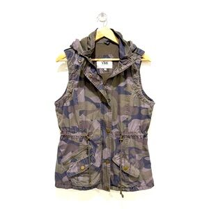 YMI Collection Army Green Como Pattern Hooded Full Zip Snap Cotton Vest Size XL
